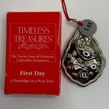 Timeless Treasures Silver plated Solid Brass-Partridge in a Pear Tree Ornament picture