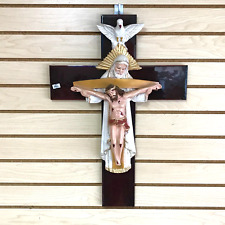 Santsima Trinidad  Cruc. Tabla De Madera - Holy Trinity  Crucifix Plank 22.5
