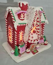 Gingerbread Man Red House Large Christmas Light Up Clay-dough 10