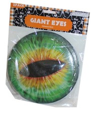 6" Plastic Halloween Adhesive Giant Green Cat Eyes Creature Monster 2pc Decor picture