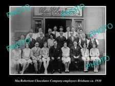 OLD POSTCARD SIZE PHOTO OF BRISBANE QLD MacROBERTSON CHOCOLATES EMPLOYEES 1930 picture
