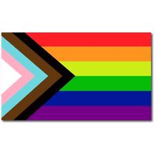 Gay Pride Progress Pride Rainbow Flag Magnet Decal, 7x12