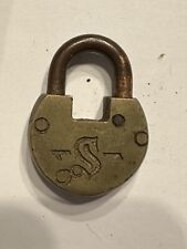 Antique Brass Slaymaker S Logo Padlock No Key picture