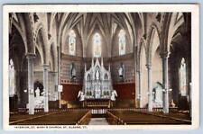1919 ST ALBANS VERMONT ST MARY'S CHURCH INTERIOR STANED GLASS WINDOWS POSTCARD picture