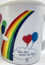 2 Vintage Rainbow 'Your Love Makes Me High' Mugs LGBTQ Pride Partners Couples picture
