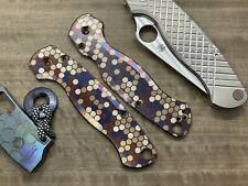Golden HONEYCOMB Heat ano engraved Ti scales for Spyderco Paramilitary 2 PM2 picture