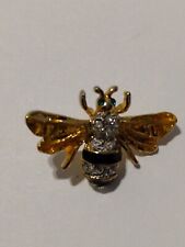 Sparkling Rhinestone Green Eyed Bee Insect Lapel Pin picture