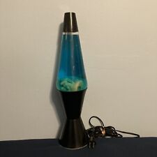 Vtg 1997 90’s Lava Lite Lamp 16.5” Black Base 03 White Wax/Blue Liquid Untested picture