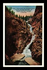 VINTAGE POSTCARD SEVEN FALLS AND CHEYENE CANYON WHITE BORDER VIEW POSTED 1936 picture