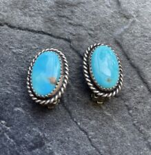Vintage Native American / Navajo Turquoise & Silver Clip On Earrings One Owner picture