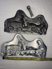 Antique German Metal Chocolate Mold Rabbit Bunny Driving Train Anton Reiche 3051 picture