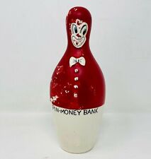 Vintage Ceramic Lefton Bowling PIN MONEY Hand Painted Piggy Bank 7.5