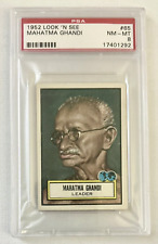MAHATMA GHANDI 1952 TOPPS LOOK 'N SEE CARD #65 PSA 8 NEAR MINT/MINT LEADER INDIA picture