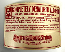 Vintage POISON LABEL SMITHS PHARMACY COMPLETELY DENATURED ALCOHOL LOT OF 10 picture