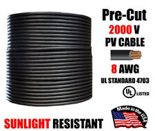 8 AWG Gauge PV Wire 1000/2000 Volt Pre-Cut 15-500 Ft Solar Installation BLACK picture