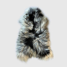 Natural, Spotted, Icelandic Sheepskin Throw Blanket Rug Black Sheep White Light picture