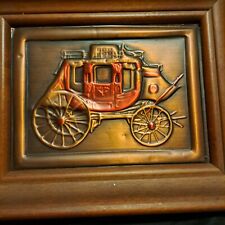 Mid Century Modern Western Cop-R-Art Copper Stage Coach Framed Copper Wall Art picture