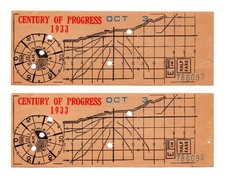(2) ORIG 1933 CHICAGO SURFACE LINES - CENTURY OF PROGRESS ROUTE TROLLEY TICKETS picture