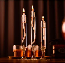 Refillable Glass Unscented Pillar Candle Gift Set of 3 Candle Holders Oil Lamps picture