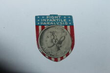 VTG 1930's  Fight Infantile Paralysis March of Dimes Lapel Pin Folding Clip hj25 picture