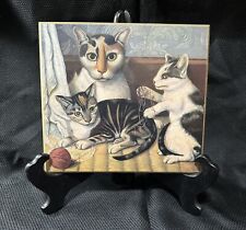Vintage Cat And Kittens 19th Century Repro Abstract Art Circa 1958 Pressboard picture