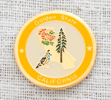 California Golden State Lapel Pin Bird Flower Tree State Yellow Enamel Gold Tone picture