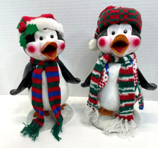 Pair of Penguins in Winter Clothes Figures *Large 10 inches Christmas Decor picture