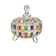 Elegant-Hand Painted Colorful Woven Large Crystal Glass Candy Box candy serve... picture