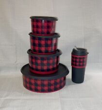 Tupperware Buffalo Plaid Black And Red 5 Pc Set picture