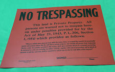 vintage - 1943 Red NO TRESPASSING Sign 14