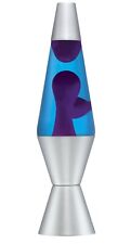 14.5-Inch Silver Base Lava Lamp with Purple Wax in Blue Liquid - 2118 picture