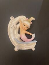 Rare vintage Norcrest Ceramic Mermaid Surfing a Wave Wall Plaque Figurine picture