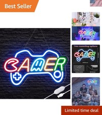 Gamer Neon Sign - 15x9 Inch Blue LED Lights for Ultimate Gaming Atmosphere picture