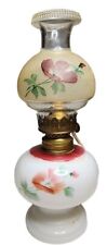 Antique Oil Lamp Nellie Bly Miniature Kerosene Milk Glass Cottagecore Fairycore  picture