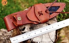10”Handmade Fixed 5”blade Genuine Leather Sheath Holster Knife Scout carry picture