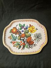 Vintage 16x13 Tin Tray Flowers & Berries Hong Kong picture