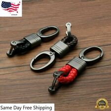 Men Creative Metal Leather Key Chain Ring Keyfob Car Keyring Keychain Holder picture