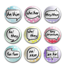 Pronoun badges - LGBT/LGBTQIA+/Ally/Trans 25mm/1 inch - customisable (see FAQs) picture