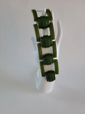 Vintage Retro Green Bakelite Square Links & Wire Clasp Bracelet picture