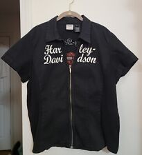 Harley Davidson Genuine Motor Clothes Women's Zip Up Shirt Sz 2XL Logo Front... picture
