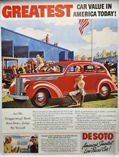 1937 Desoto Polo Ponies Horses Red Vintage Print Ad Man Cave Poster Art 30's picture