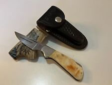 Scrimshaw 4000 Knife W/ German Silver Bolsters Bone Handle Comes W/ Maxim Sheath picture