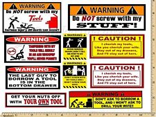 Funny Warning Stickers - Complete set of 10 Decals  - Great For Toolbox USA  picture