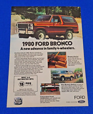 1980 FORD BRONCO 4X4 V8 302 ORIGINAL COLOR PRINT AD SHIPS FREE (LOT BROWN B-29) picture