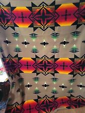 Vintage PENDLETON Red Black Beaver State Wool SW Navajo Blanket 64x83 *** Read  picture