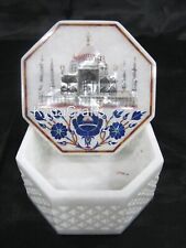 5 Inches Intricate Work Giftable Box White Marble Jewelry Box with Luxuries Look picture