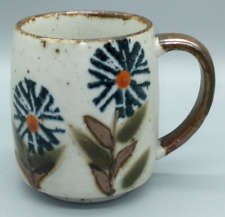 Vintage Speckled Stoneware Mug Blue Flower picture