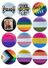 LGBTQ+ Gay Pride Button Badge Large size 45mm ALL SEXUAL ORIENTATIONS picture