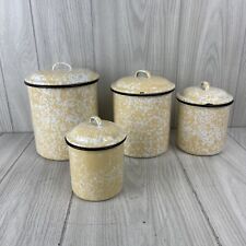 CGS International Enamelware Yellow Spatter Canister Set of 4 Stacking Canisters picture