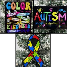 Autism Christmas Ornaments 3 Piece Chalkboard Set Accept, Understand, Love picture